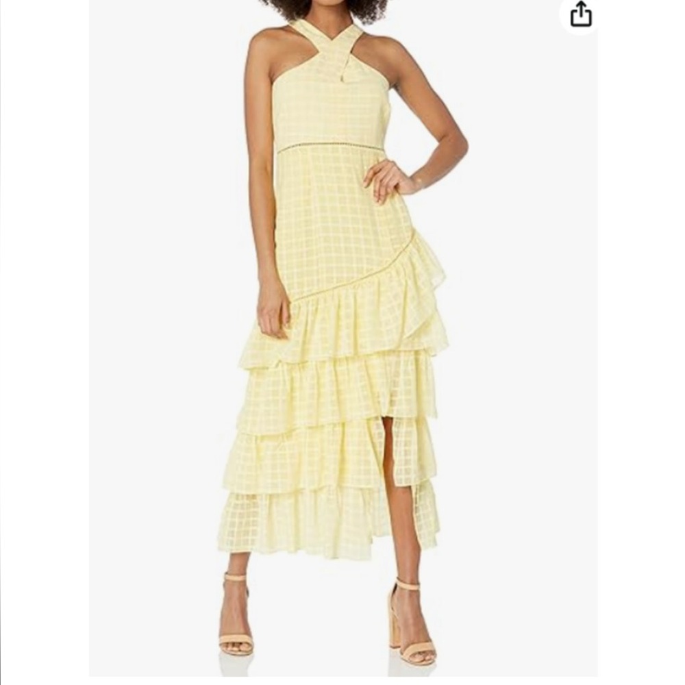Likely Yellow Tiered Halter Dress